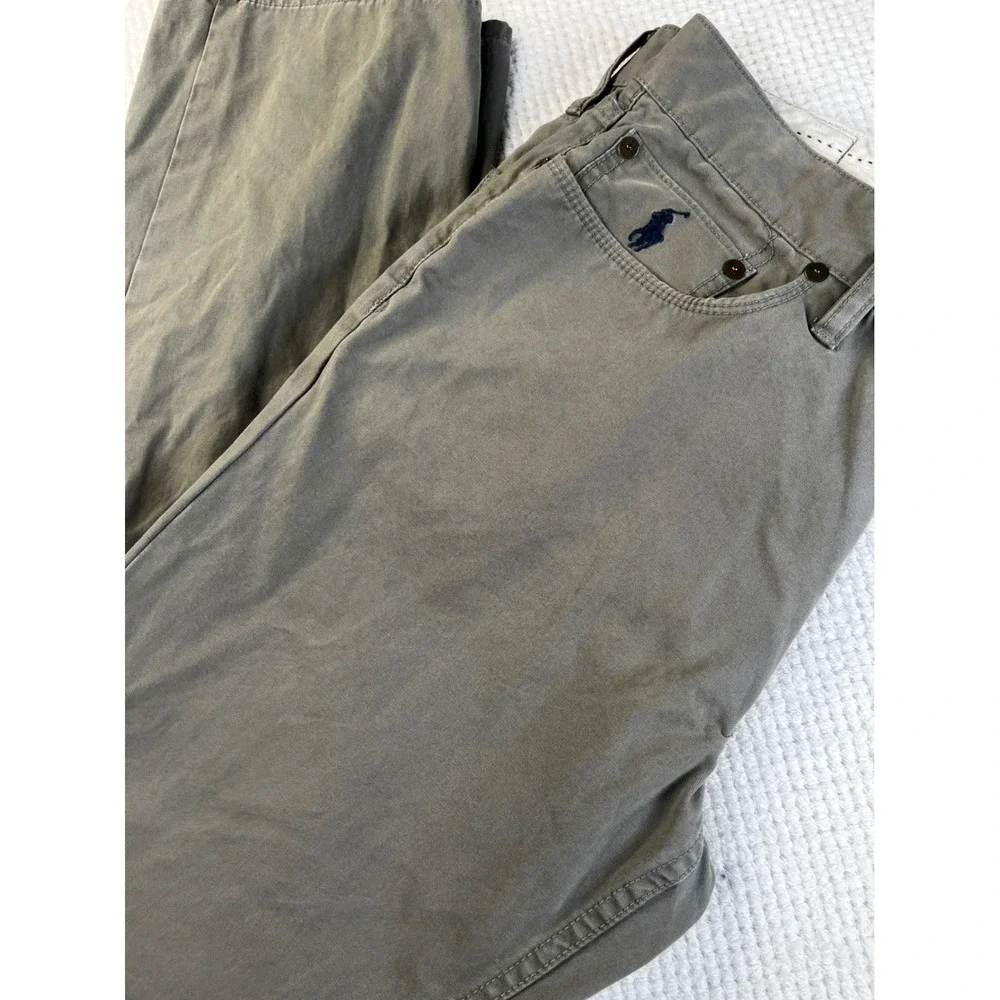 Polo Ralph Lauren 34x32 Straight Leg Chino Olive‎ Grey 5-Pocket Missing button